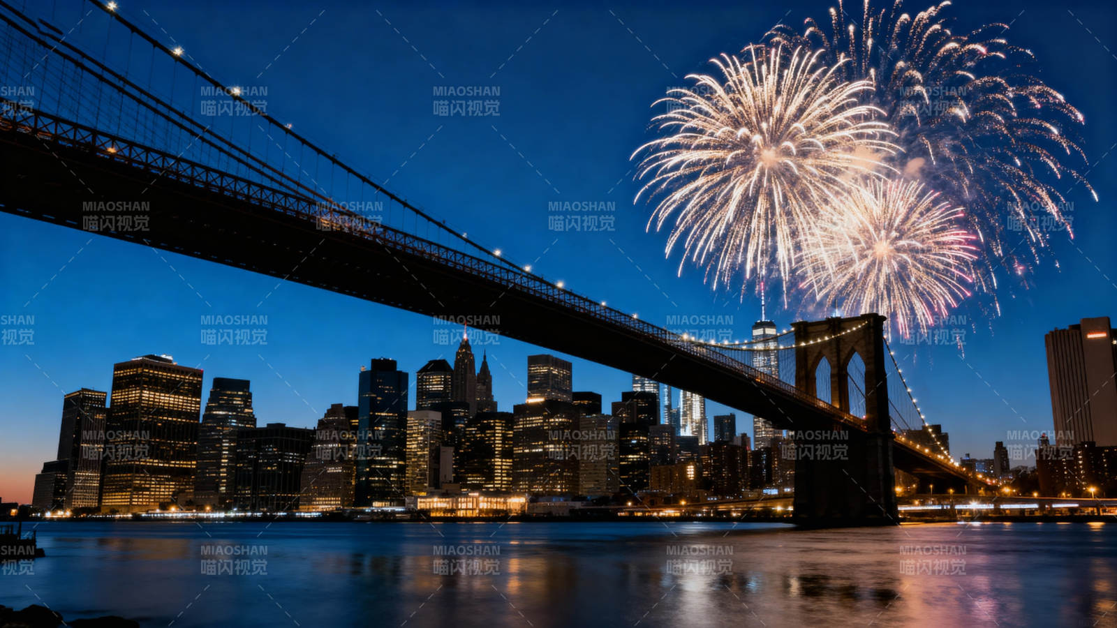 纽约夜景烟花绽放图片