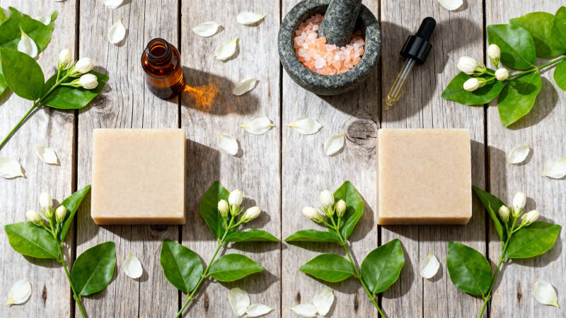 天然香皂与植物图片