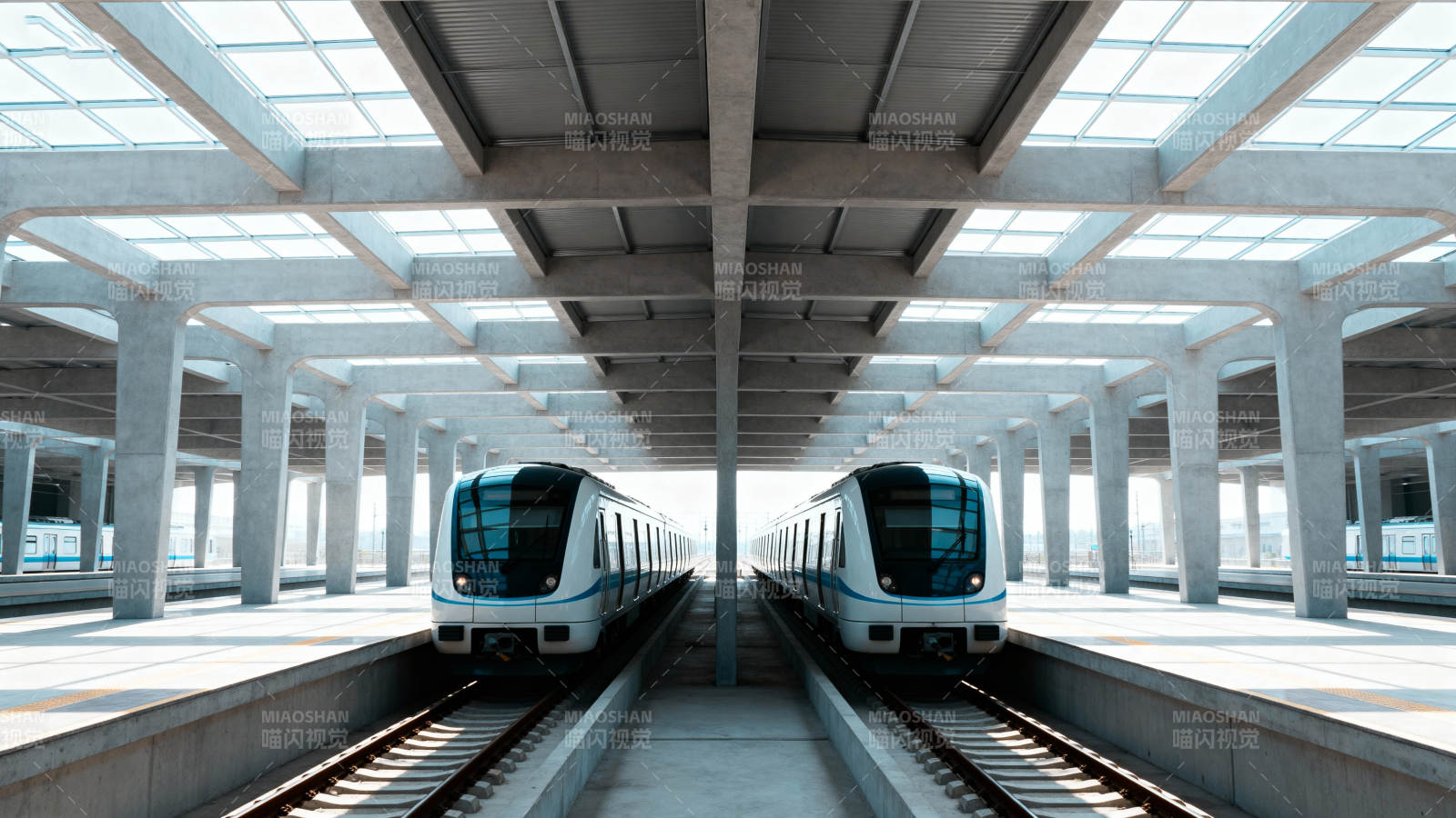 现代地铁站双列列车图片