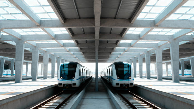现代地铁站双列列车图片