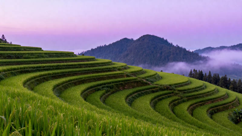 梯田晨曦图片
