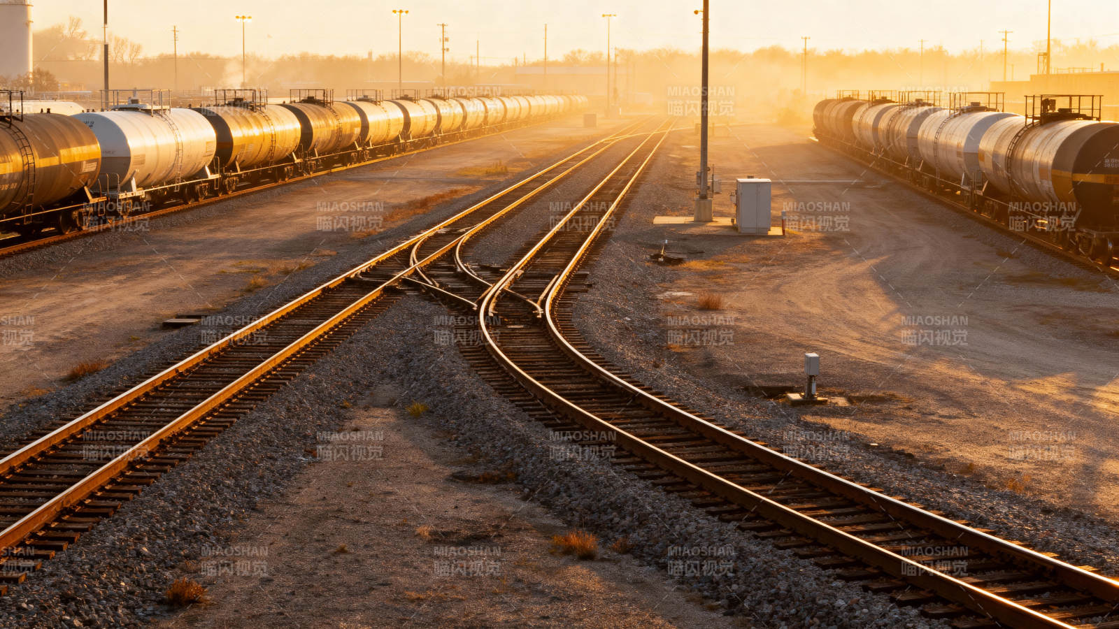 铁轨晨光图片