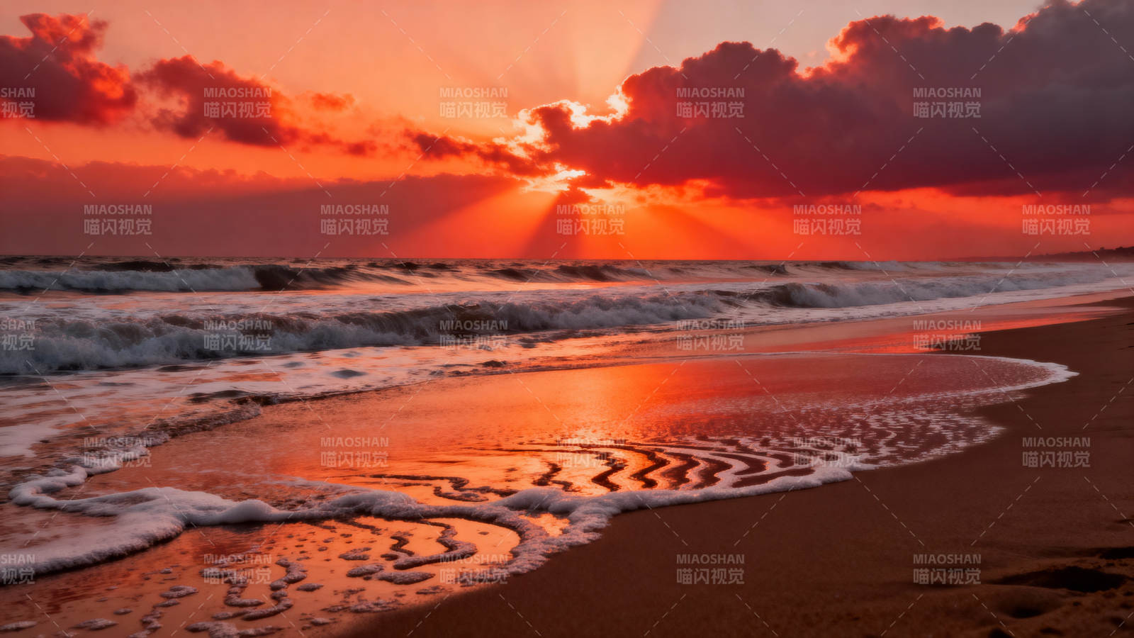 夕阳海滩美景图片