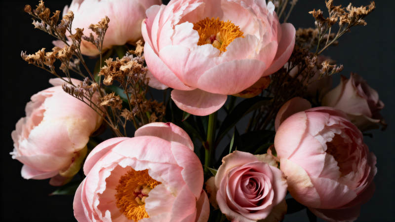 粉嫩牡丹绽放图片