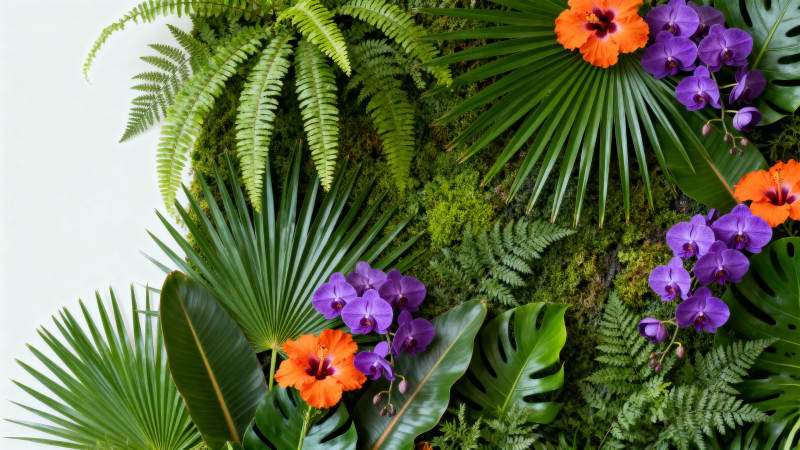 热带植物墙图片