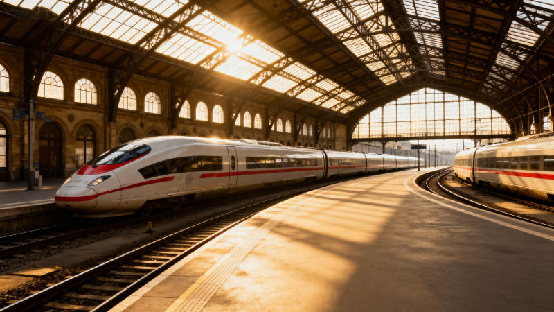 阳光下的现代高铁站图片