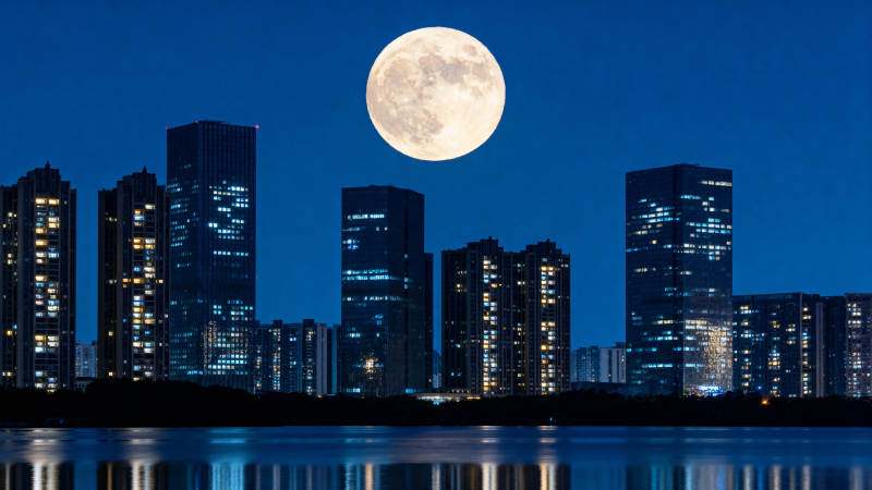 月照都市夜景图片