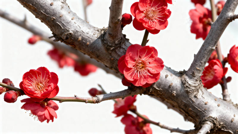 红梅绽放枝头图片