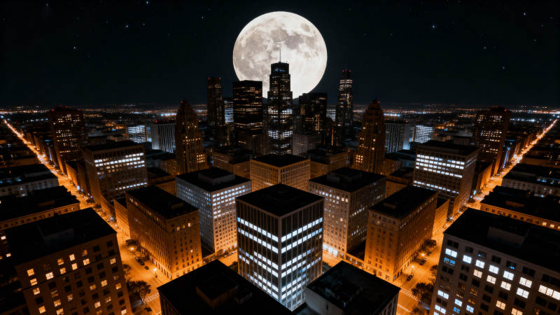 月夜都市灯火辉煌图片