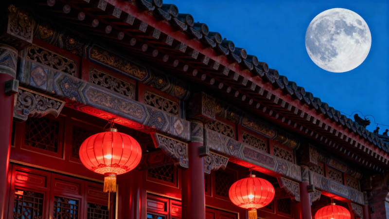 月照古建筑图片