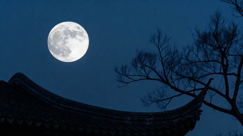 明月照古檐图片