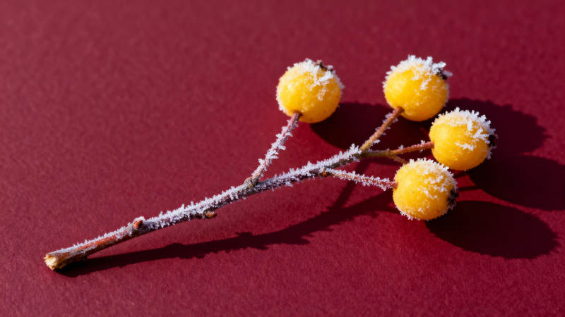 霜覆黄果枝图片