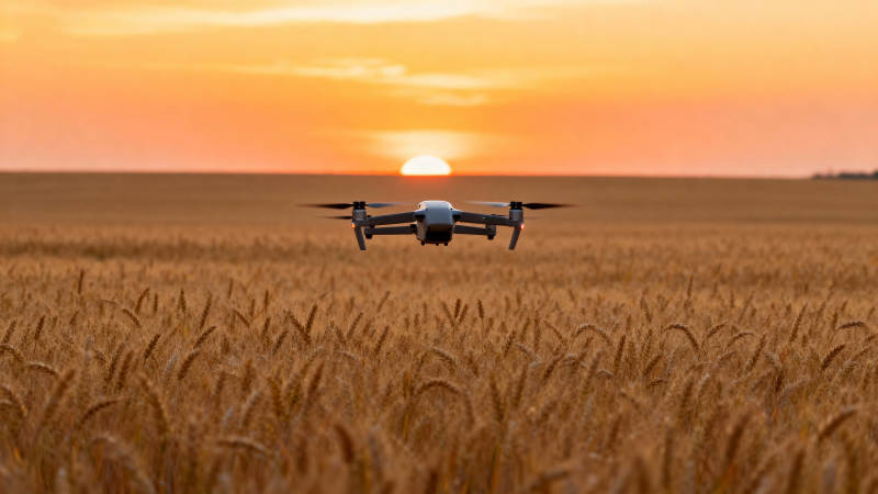 无人机飞越麦田图片