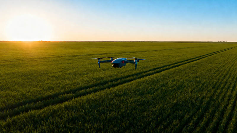 无人机飞越麦田图片