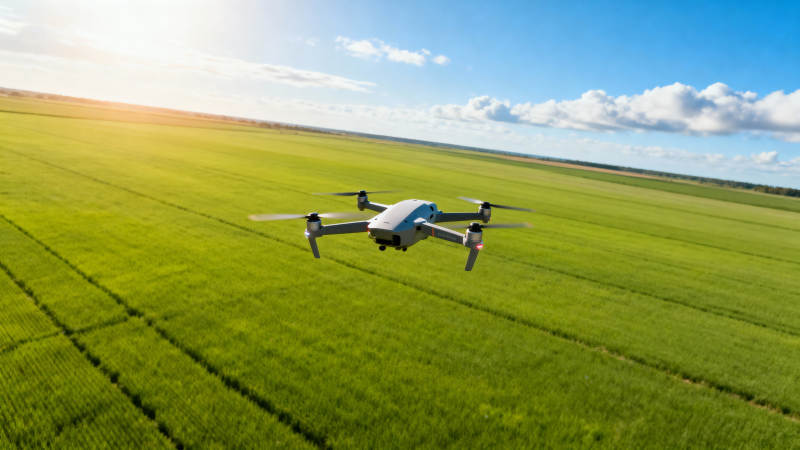 无人机飞越绿野图片