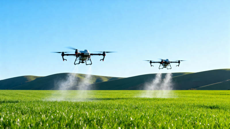 无人机喷洒农田图片