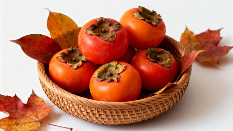 秋日柿子篮图片