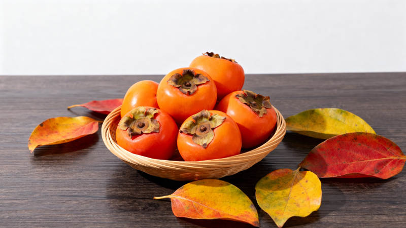 柿子秋叶静物图图片