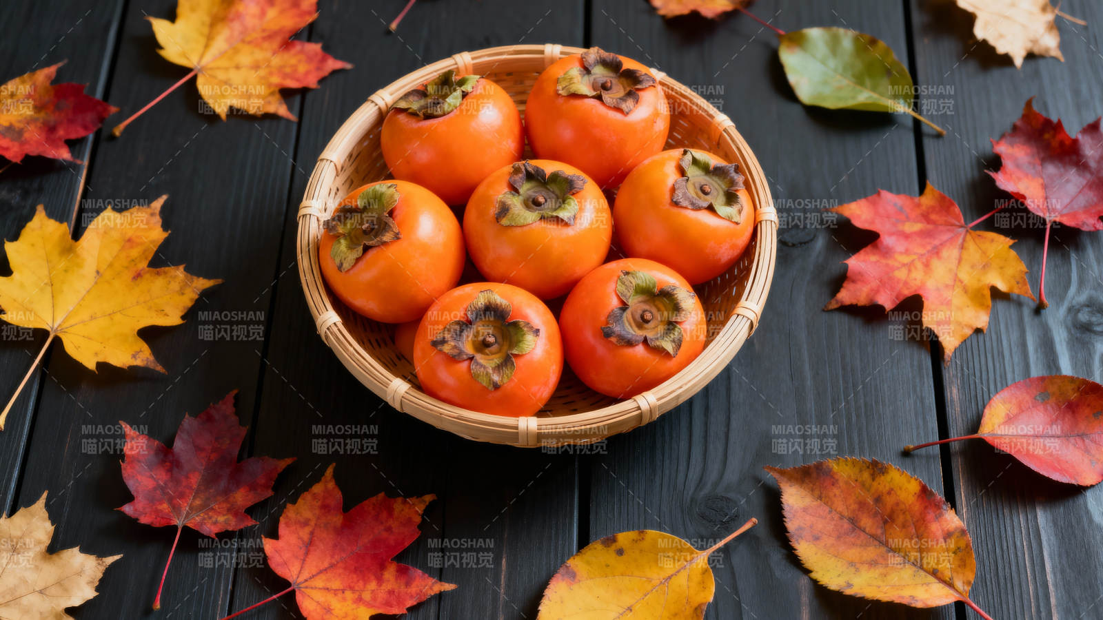 秋日柿子静物图片