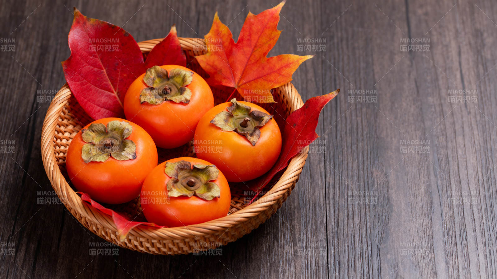 秋日柿子静物图片