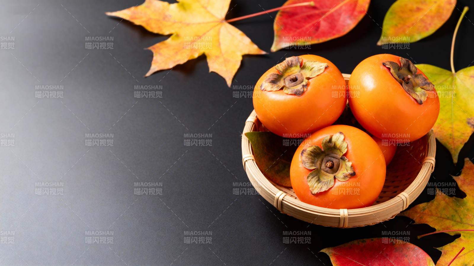 秋日柿子静物图片