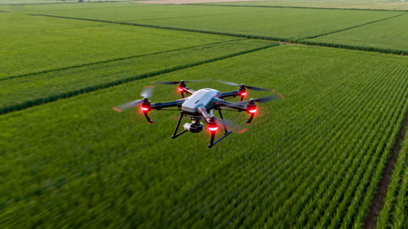 无人机飞越绿野图片