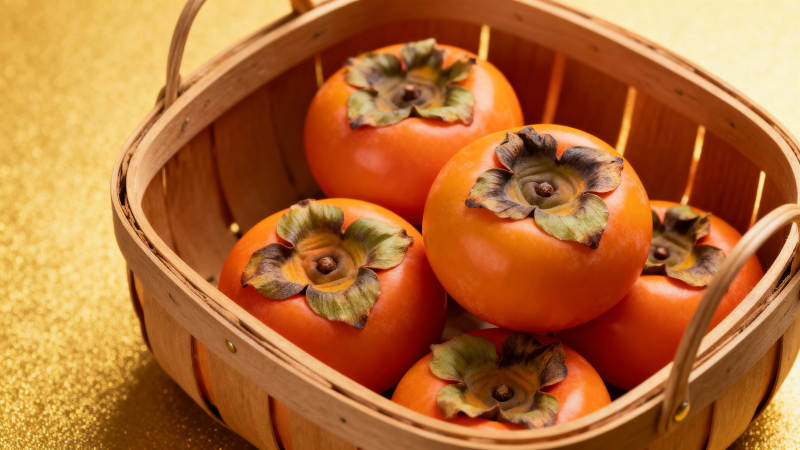 篮中柿子金秋味图片