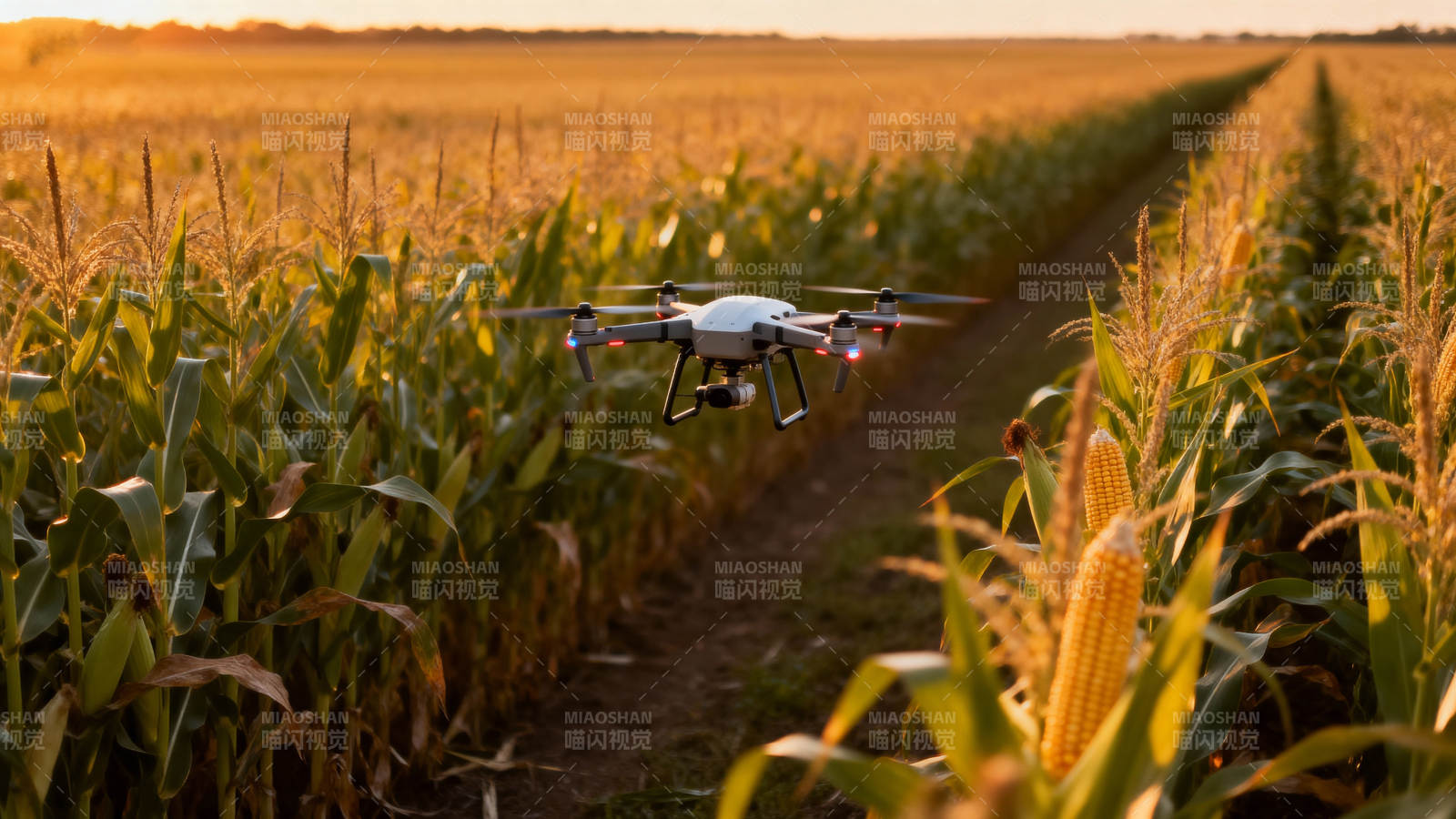 无人机飞越玉米田图片