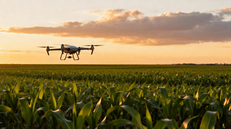 无人机飞越玉米田图片