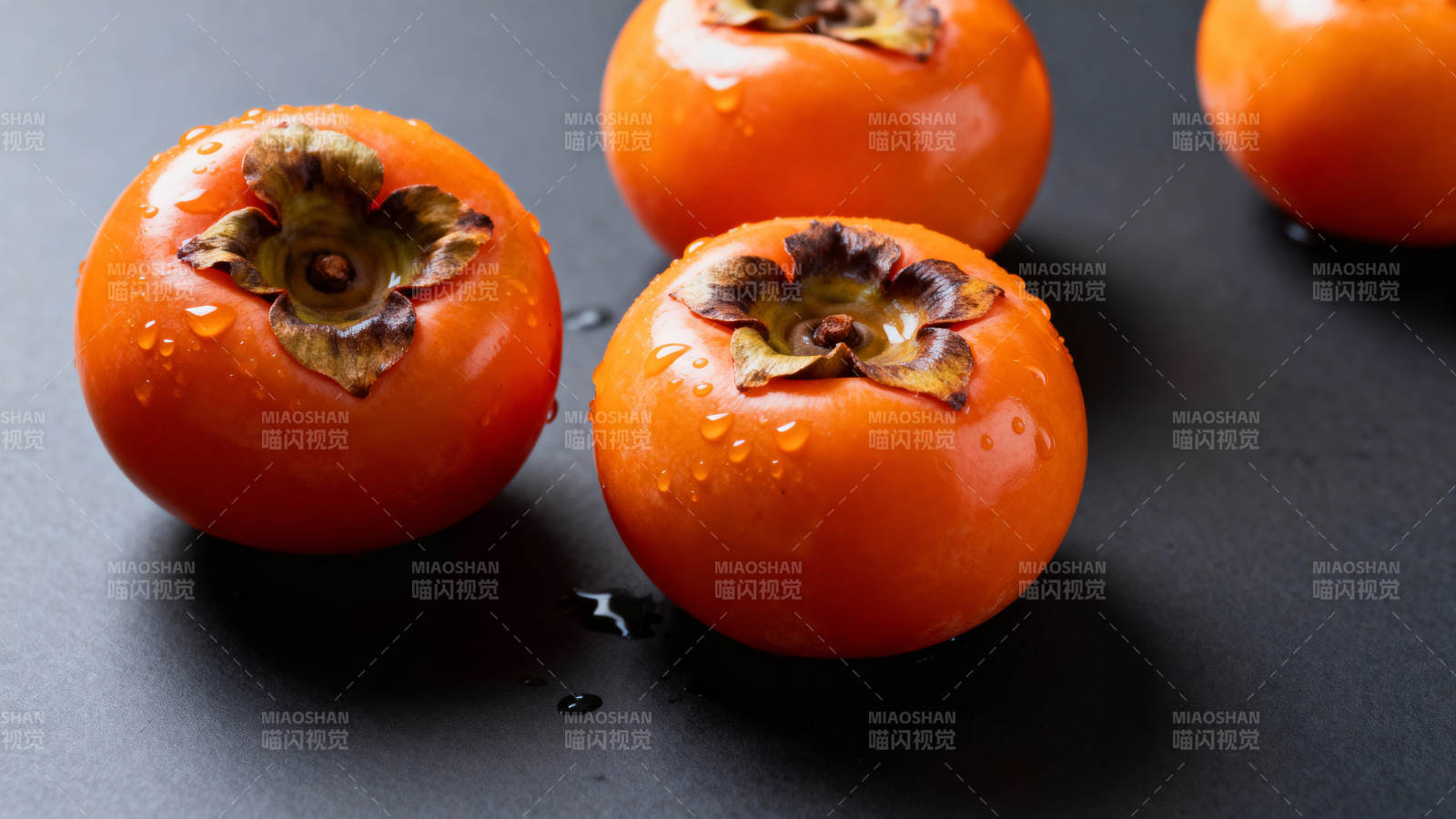 鲜橙柿子 晶莹剔透图片