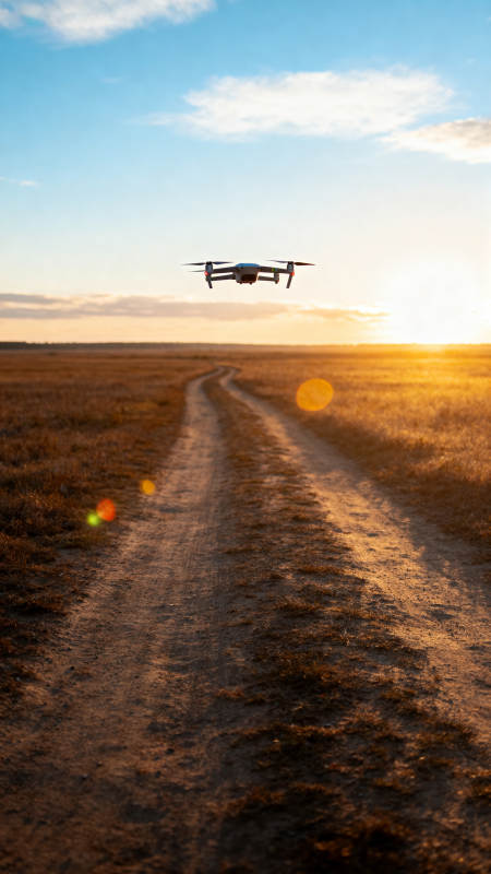 无人机飞越乡间小路图片