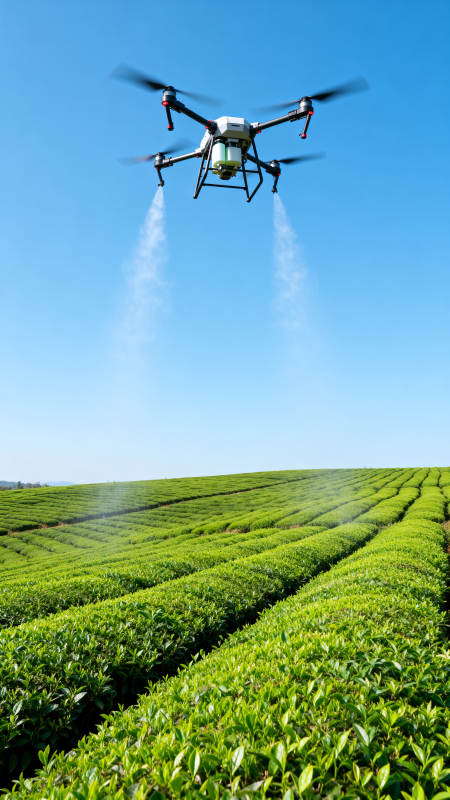 无人机喷洒茶园图片