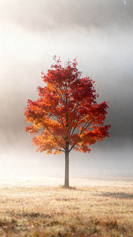 秋雾中的红树图片