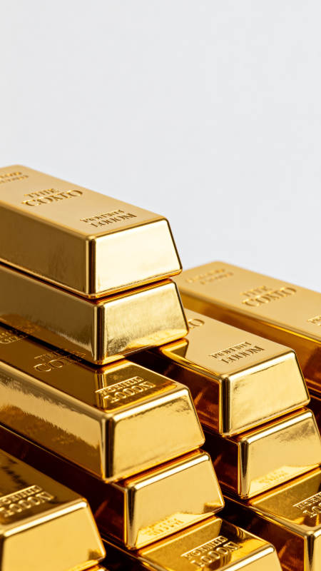 金条堆叠闪耀光芒图片