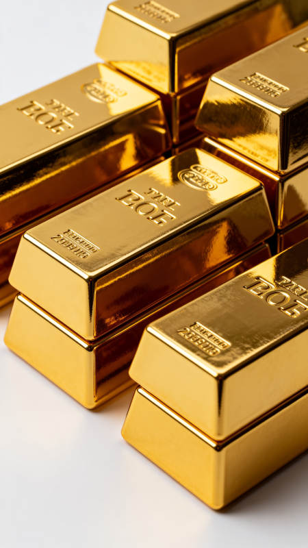 金条堆叠闪耀光芒图片