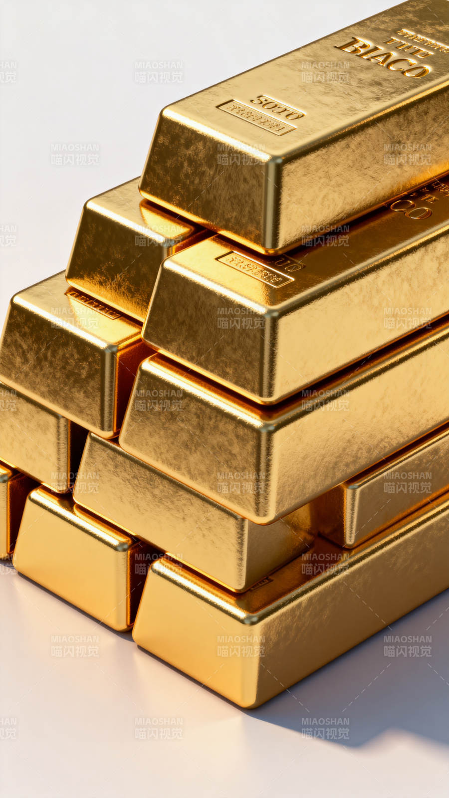 金条堆叠闪耀光芒图片