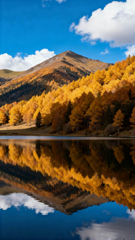 秋山倒影湖中图片