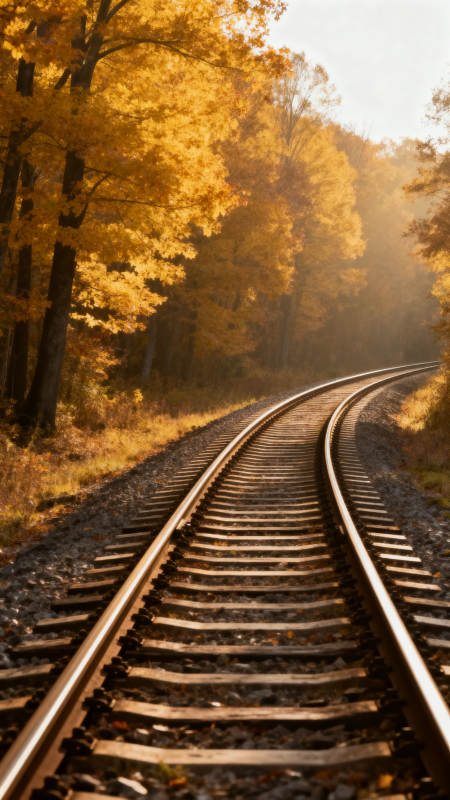 秋日铁轨图片
