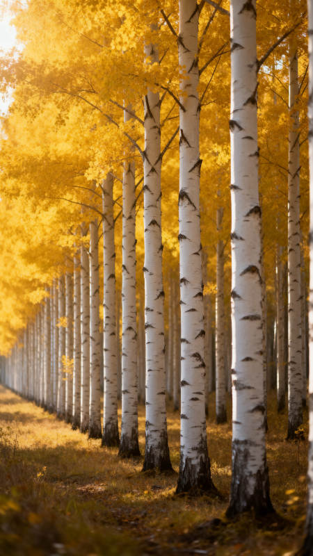 金秋白桦林图片