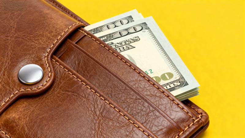 钱包里的百元美钞图片