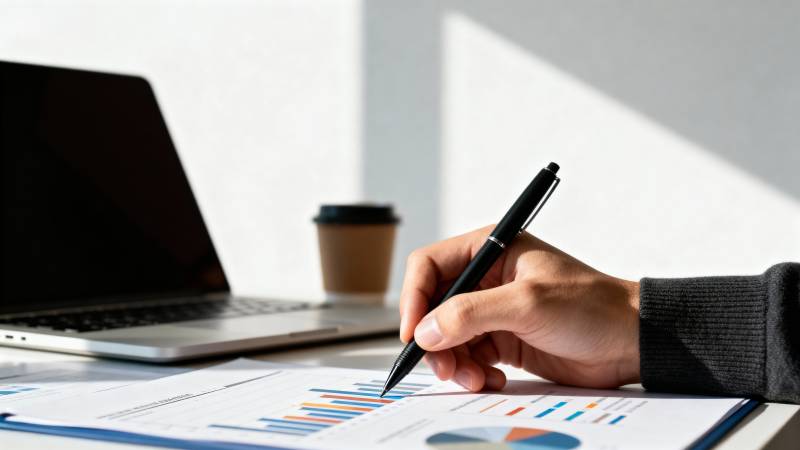 办公桌前分析数据图片