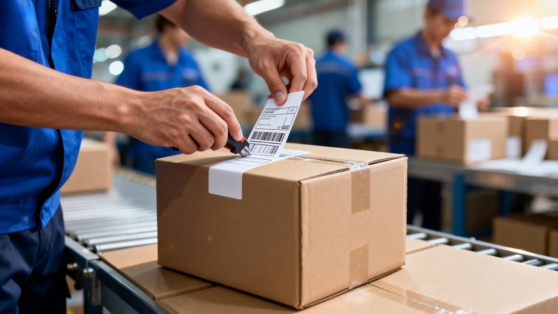 快递员贴标签图片