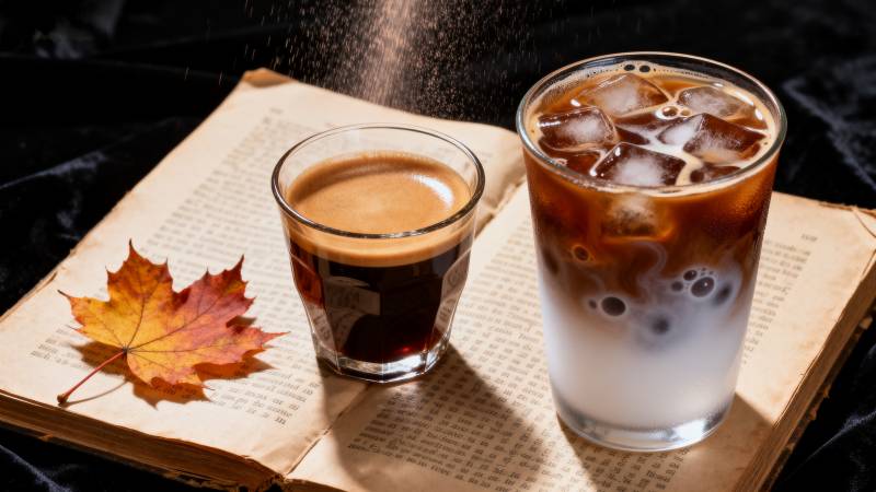 秋日咖啡与冰饮图片