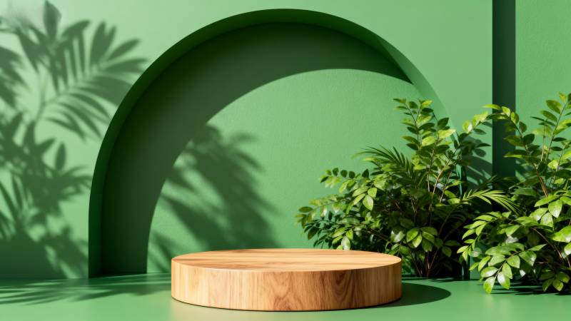 绿意盎然的展示台图片