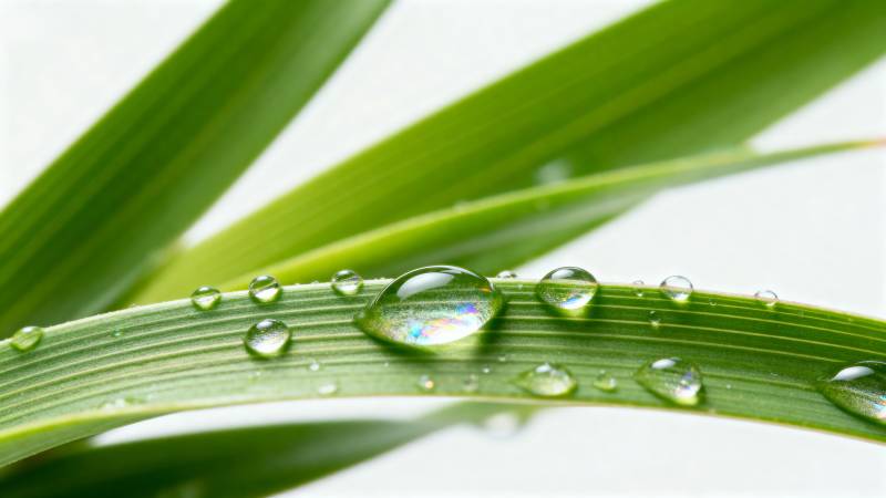 露珠点缀绿叶图片