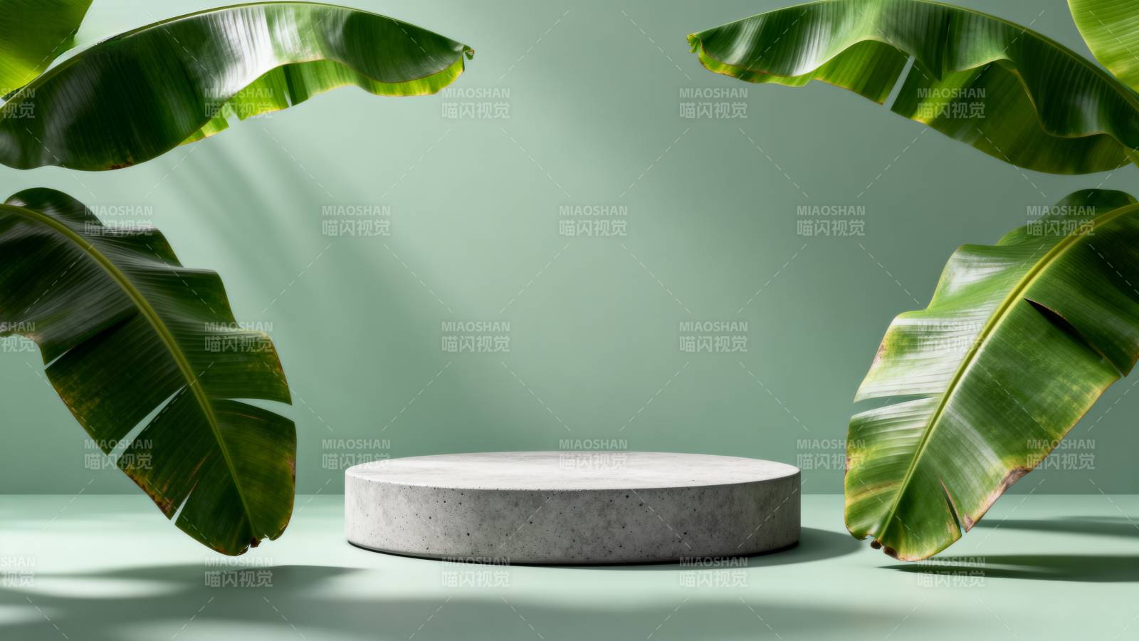 绿叶环绕的简约台座图片