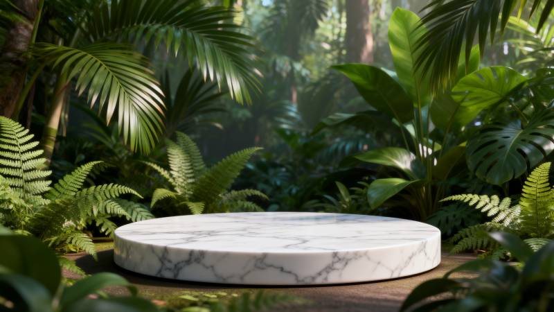 丛林中的大理石台图片