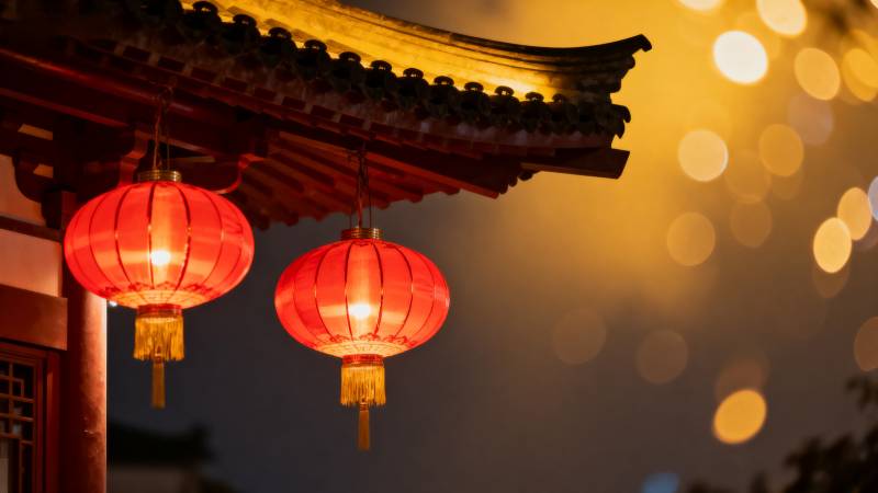 红灯笼夜景图片