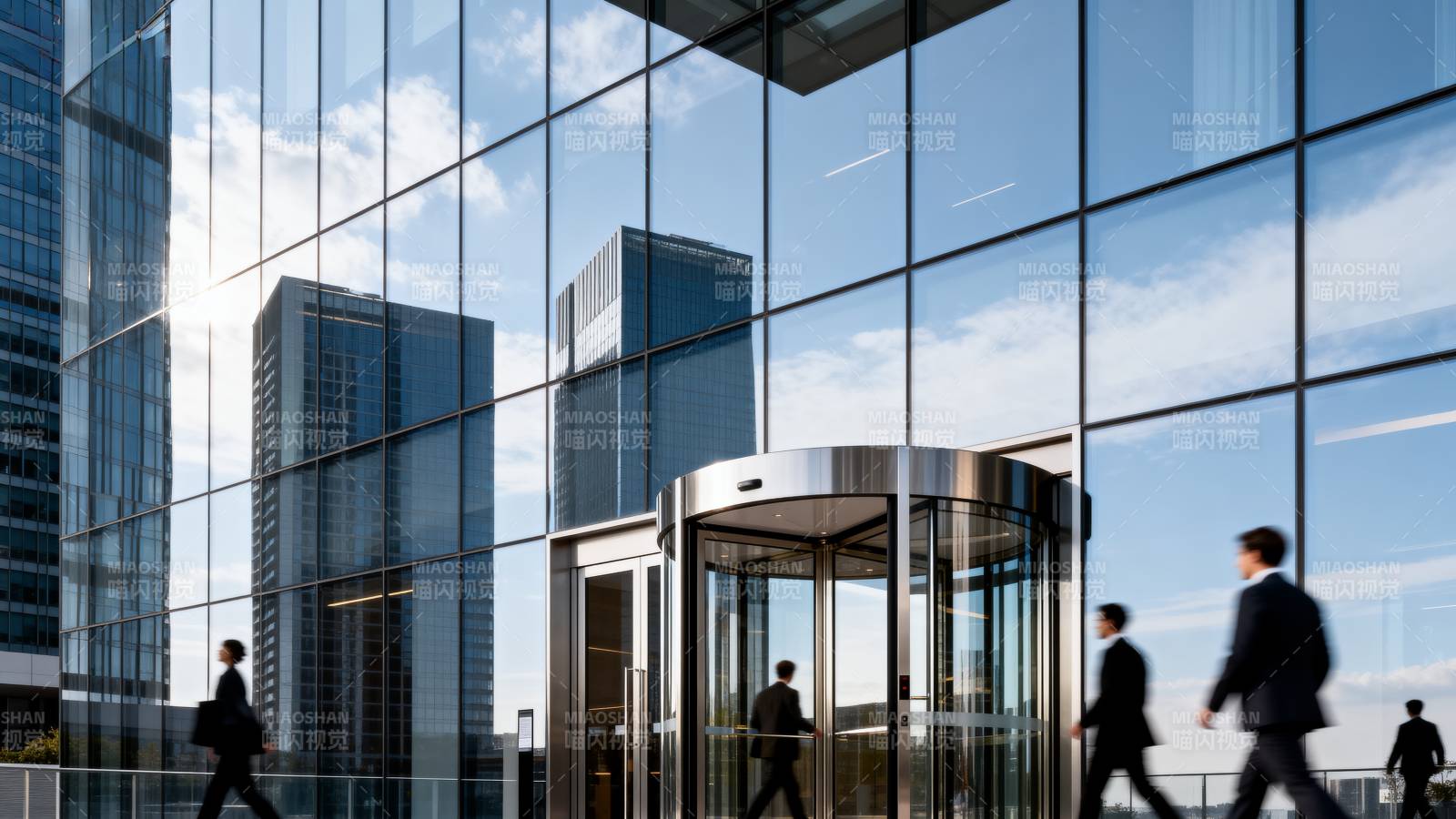 现代商务大楼入口图片