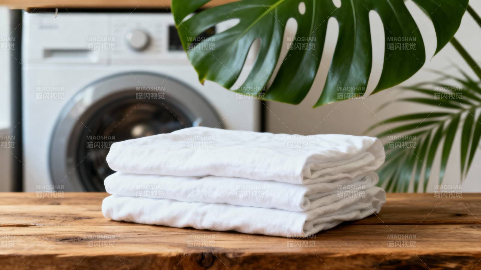 洁净毛巾叠放图图片